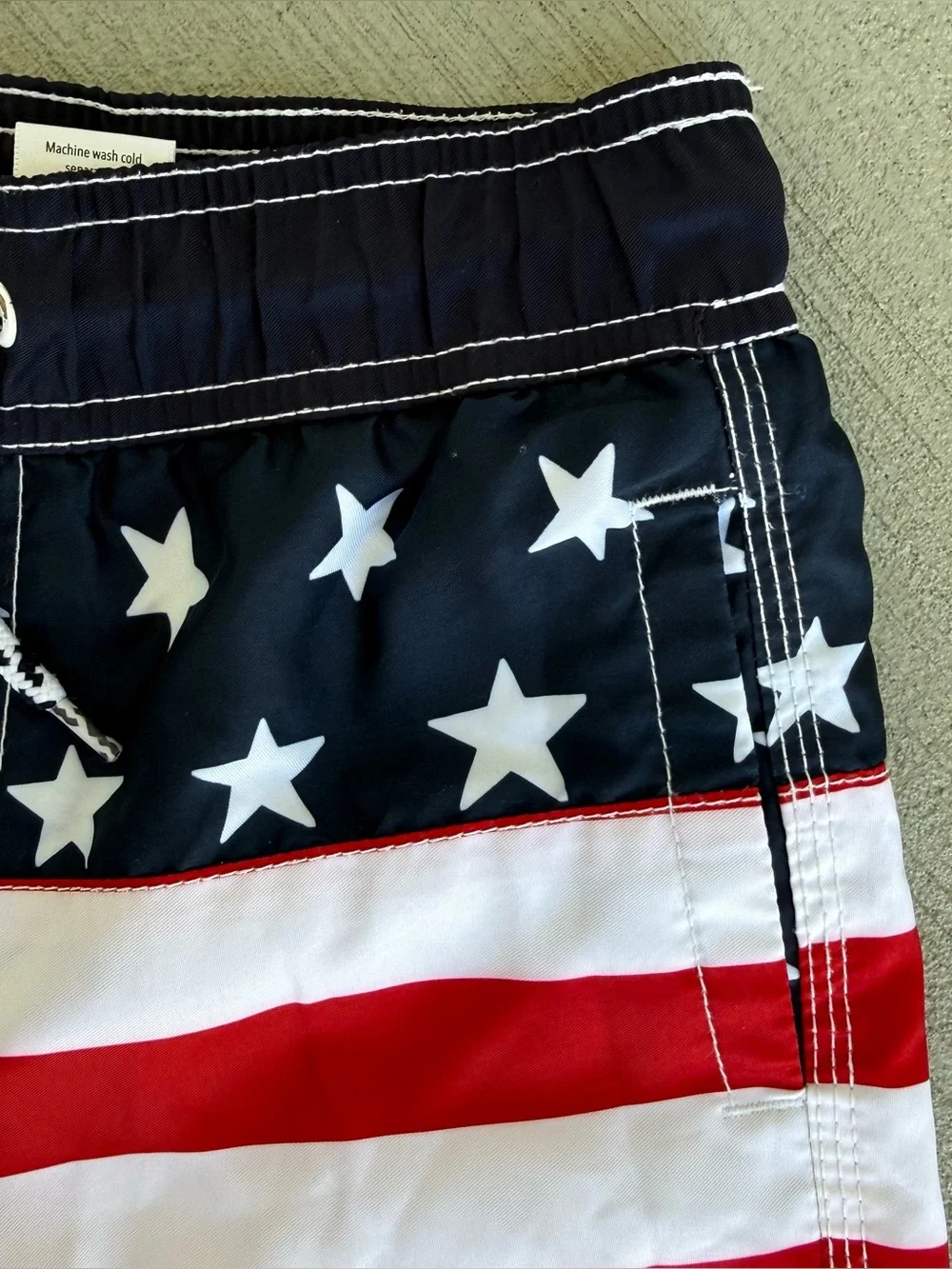 Gymboree Boys American Flag Swim Trunks w/Pockets - Red, White & Blue Size 5-6